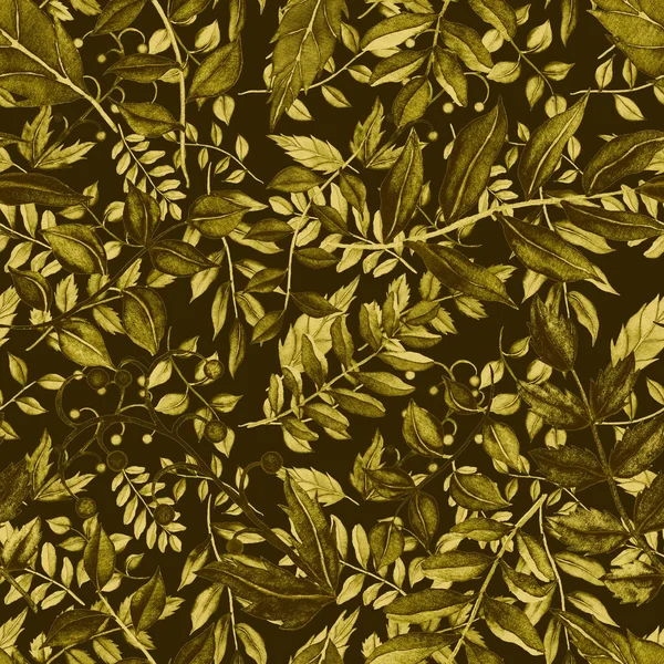 만년설 물색의 솔기없는 아름다운 식물학적 무늬와 디자인을 잎들이 봄이나 고전적 — 스톡 사진