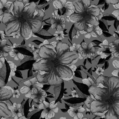 Çiçeklerle suluboya kusursuz desen. Klasik çiçek desenleri. Çiçeksiz desen. Botanik sanatı. Çiçek botanik koleksiyonu. Çiçek seti. Suluboya botanik tasarımı.