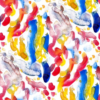 Suluboya, soyut, kusursuz desen. Parlak el yapımı elementlerle yaratıcı doku. Soyut renkli yazdırma.