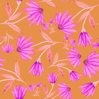 Çiçeklerle suluboya kusursuz desen. Klasik çiçek desenleri. Çiçeksiz desen. Botanik sanatı. Çiçek botanik koleksiyonu. Çiçek seti. Suluboya botanik tasarımı.