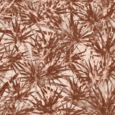 Renkli ve soyut tropikal yapraklı suluboya desenli. Egzotik bitkilerle dolu parlak yaz baskısı. Yaratıcı trend botanik tekstil tasarımı.