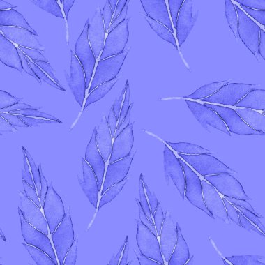 Vintage yapraklı suluboya desenli. Dekoratif tasarım için renkli yaprakları olan güzel bir botanik baskısı. Parlak bahar ya da yaz arkaplanı. Klasik düğün dekoru. Tekstil tasarımı.