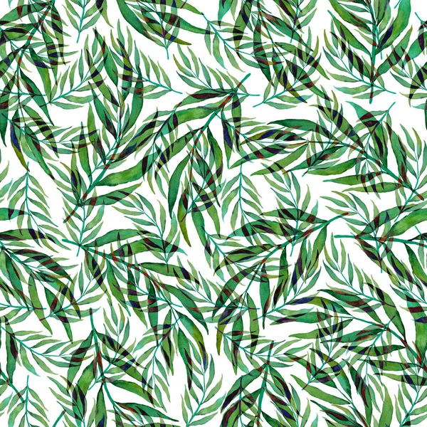 Watercolor Seamless Pattern Vintage Leaves Beautiful Botanical Print Colorful Foliage — Stock Photo, Image