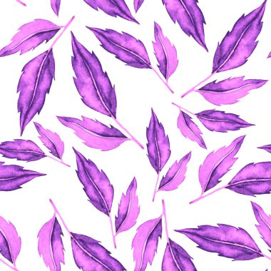 Vintage yapraklı suluboya desenli. Dekoratif tasarım için renkli yaprakları olan güzel bir botanik baskısı. Parlak bahar ya da yaz arkaplanı. Klasik düğün dekoru. Tekstil tasarımı.