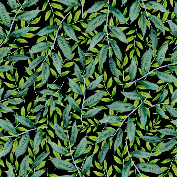Aquarell Nahtloses Muster Mit Vintage Blättern Schöner Botanischer Druck Mit — Stockfoto