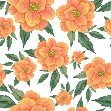 Çiçeklerle suluboya kusursuz desen. Klasik çiçek desenleri. Çiçeksiz desen. Botanik sanatı. Çiçek botanik koleksiyonu. Çiçek seti. Suluboya botanik tasarımı.