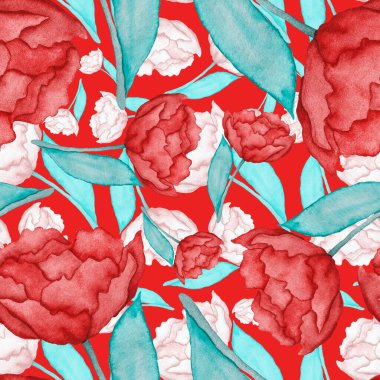 Çiçeklerle suluboya kusursuz desen. Klasik çiçek desenleri. Çiçeksiz desen. Botanik sanatı. Çiçek botanik koleksiyonu. Çiçek seti. Suluboya botanik tasarımı.