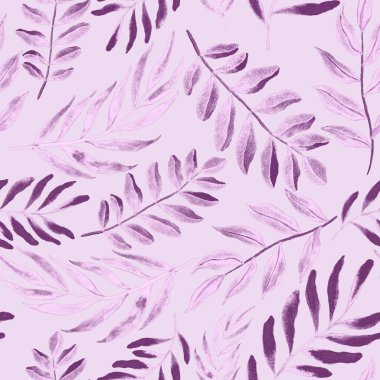 Vintage yapraklı suluboya desenli. Dekoratif tasarım için renkli yaprakları olan güzel bir botanik baskısı. Parlak bahar ya da yaz arkaplanı. Klasik düğün dekoru. Tekstil tasarımı.