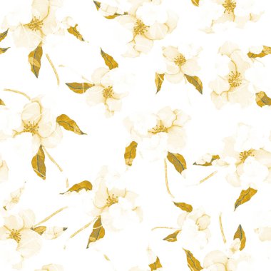 Çiçeklerle suluboya kusursuz desen. Klasik çiçek desenleri. Çiçeksiz desen. Botanik sanatı. Çiçek botanik koleksiyonu. Çiçek seti. Suluboya botanik tasarımı.