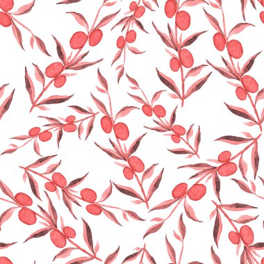 Vintage yapraklı suluboya desenli. Dekoratif tasarım için renkli yaprakları olan güzel bir botanik baskısı. Parlak bahar ya da yaz arkaplanı. Klasik düğün dekoru. Tekstil tasarımı.