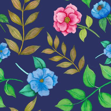  Çiçeklerle suluboya kusursuz desen. Klasik çiçek desenleri. Çiçeksiz desen. Botanik sanatı. Çiçek botanik koleksiyonu. Çiçek seti. Suluboya botanik tasarımı.