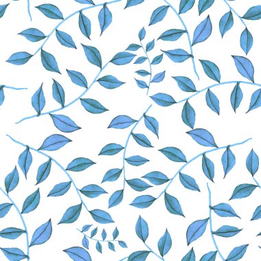 Vintage yapraklı suluboya desenli. Dekoratif tasarım için renkli yaprakları olan güzel bir botanik baskısı. Parlak bahar ya da yaz arkaplanı. Klasik düğün dekoru. Tekstil tasarımı.