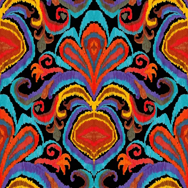 Patrón Ikat Colorido Estilo Vintage Fondo Étnico Elegante Arte Oriental —  Fotos de Stock