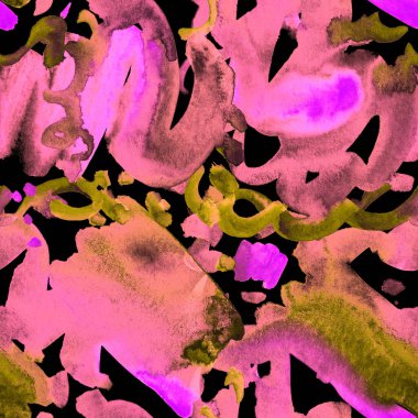  Suluboya, soyut, kusursuz desen. Parlak el yapımı elementlerle yaratıcı doku. Soyut renkli yazdırma.