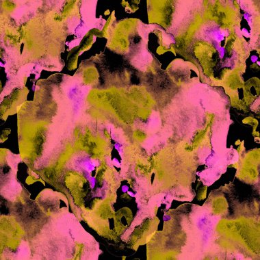  Suluboya, soyut, kusursuz desen. Parlak el yapımı elementlerle yaratıcı doku. Soyut renkli yazdırma.