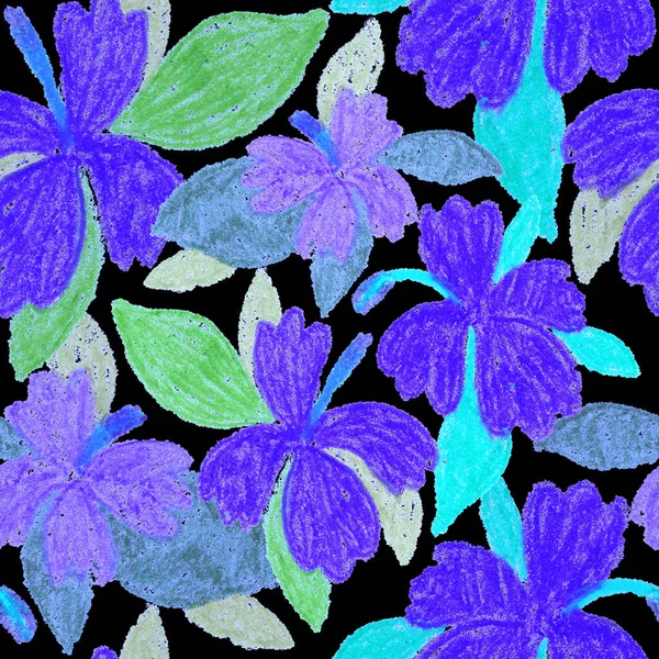 Padrão Sem Costura Criativo Com Flores Abstratas Desenhadas Com Lápis — Fotografia de Stock