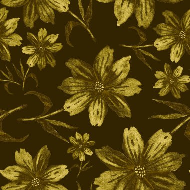 Çiçeklerle suluboya kusursuz desen. Klasik çiçek desenleri. Çiçeksiz desen. Botanik sanatı. Çiçek botanik koleksiyonu. Çiçek seti. Suluboya botanik tasarımı.