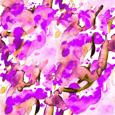 Suluboya, soyut, kusursuz desen. Parlak el yapımı elementlerle yaratıcı doku. Soyut renkli yazdırma.