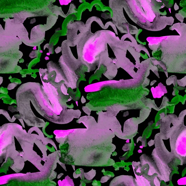 Suluboya, soyut, kusursuz desen. Parlak el yapımı elementlerle yaratıcı doku. Soyut renkli yazdırma.