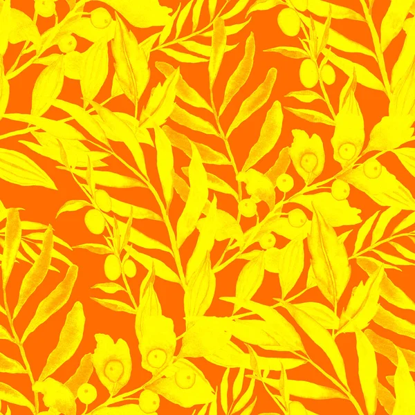 Акварель Безшовний Візерунок Вінтажним Листям Красивий Ботанічний Принт Барвистим Листям — стокове фото