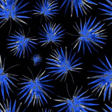 Renkli ve soyut tropikal yapraklı suluboya desenli. Egzotik bitkilerle dolu parlak yaz baskısı. Yaratıcı trend botanik tekstil tasarımı.