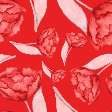 Çiçeklerle suluboya kusursuz desen. Klasik çiçek desenleri. Çiçeksiz desen. Botanik sanatı. Çiçek botanik koleksiyonu. Çiçek seti. Suluboya botanik tasarımı.