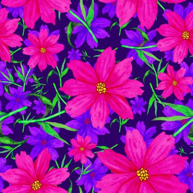 Çiçeklerle suluboya kusursuz desen. Klasik çiçek desenleri. Çiçeksiz desen. Botanik sanatı. Çiçek botanik koleksiyonu. Çiçek seti. Suluboya botanik tasarımı.