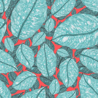 Tropikal yapraklarla suluboya kusursuz desen. Elle çizilmiş egzotik bitkilerle çok güzel bir iz. Mayo botanik tasarımı.