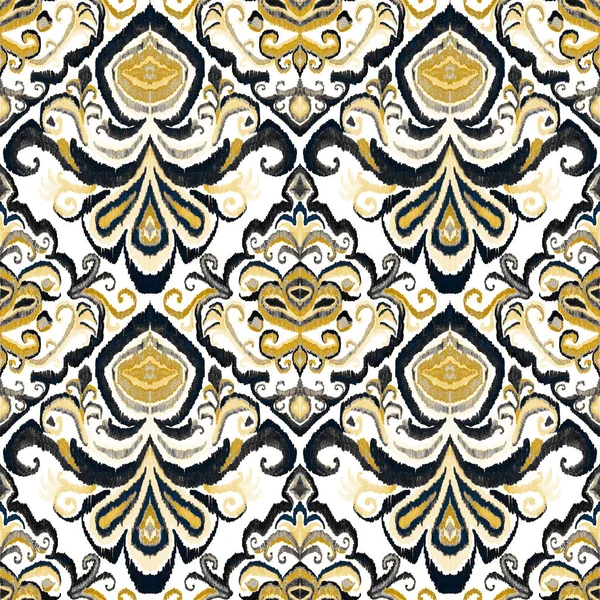 Colorful ikat pattern in vintage style. Elegant ethnic background. Hand drawn oriental art. Seamless geometric vintage texture.