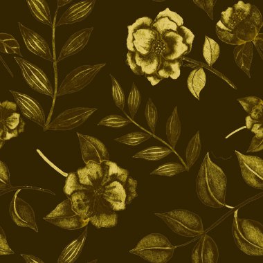 Çiçeklerle suluboya kusursuz desen. Klasik çiçek desenleri. Çiçeksiz desen. Botanik sanatı. Çiçek botanik koleksiyonu. Çiçek seti. Suluboya botanik tasarımı.