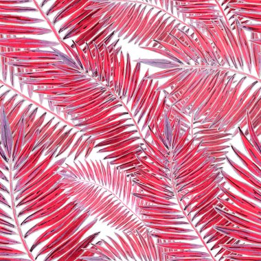 Tropikal yapraklarla suluboya kusursuz desen. Elle çizilmiş egzotik bitkilerle çok güzel bir iz. Mayo botanik tasarımı.