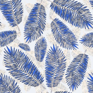 Tropikal yapraklarla suluboya kusursuz desen. Elle çizilmiş egzotik bitkilerle çok güzel bir iz. Mayo botanik tasarımı.