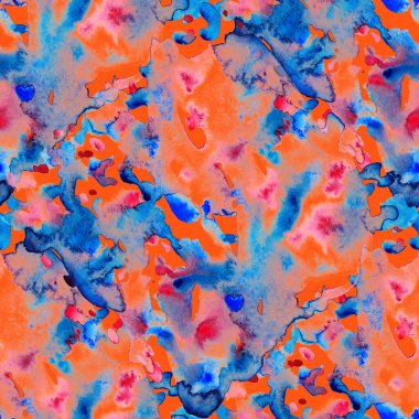 Suluboya, soyut, kusursuz desen. Parlak el yapımı elementlerle yaratıcı doku. Soyut renkli yazdırma.