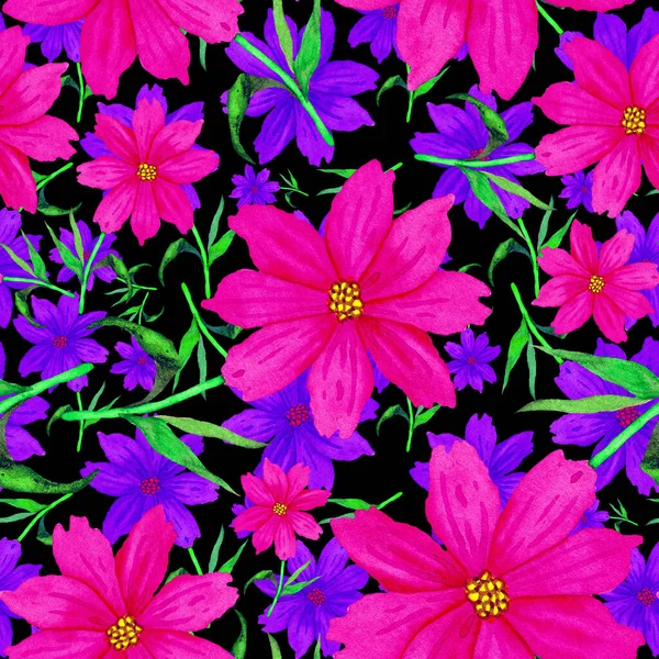 Çiçeklerle suluboya kusursuz desen. Klasik çiçek desenleri. Çiçeksiz desen. Botanik sanatı. Çiçek botanik koleksiyonu. Çiçek seti. Suluboya botanik tasarımı.