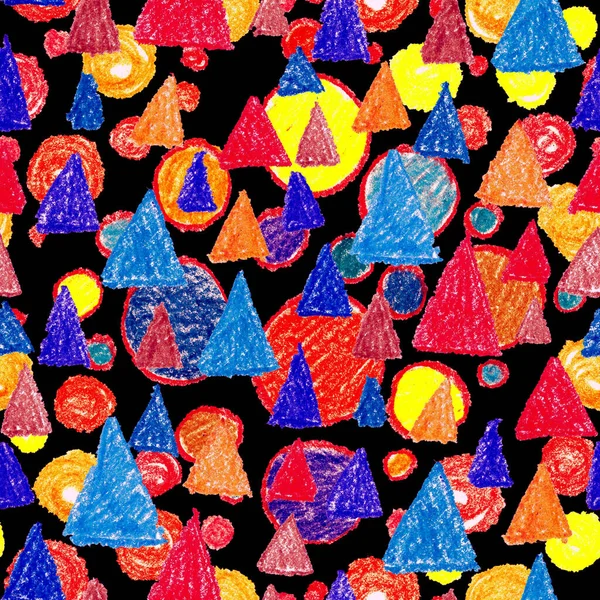 Kreatywny Bezszwowy Wzór Barwnymi Abstrakcyjnymi Elementami Geometrycznymi Ręcznie Rysowana Faktura — Zdjęcie stockowe