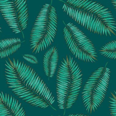 Tropikal yapraklarla suluboya kusursuz desen. Elle çizilmiş egzotik bitkilerle çok güzel bir iz. Mayo botanik tasarımı.