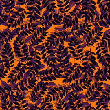 Vintage yapraklı suluboya desenli. Dekoratif tasarım için renkli yaprakları olan güzel bir botanik baskısı. Parlak bahar ya da yaz arkaplanı. Klasik düğün dekoru. Tekstil tasarımı.