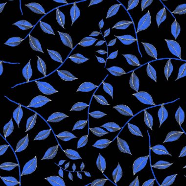 Vintage yapraklı suluboya desenli. Dekoratif tasarım için renkli yaprakları olan güzel bir botanik baskısı. Parlak bahar ya da yaz arkaplanı. Klasik düğün dekoru. Tekstil tasarımı.