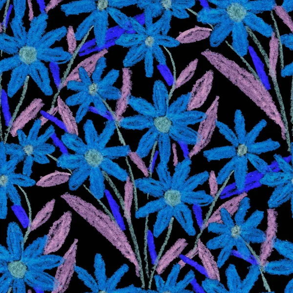 추상적 크레용이 그려진 창의적 무미건조 패턴입니다 꽃무늬 — 스톡 사진