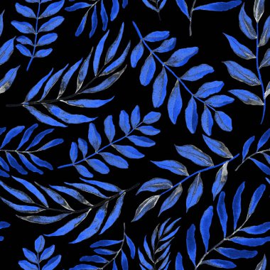 Vintage yapraklı suluboya desenli. Dekoratif tasarım için renkli yaprakları olan güzel bir botanik baskısı. Parlak bahar ya da yaz arkaplanı. Klasik düğün dekoru. Tekstil tasarımı.