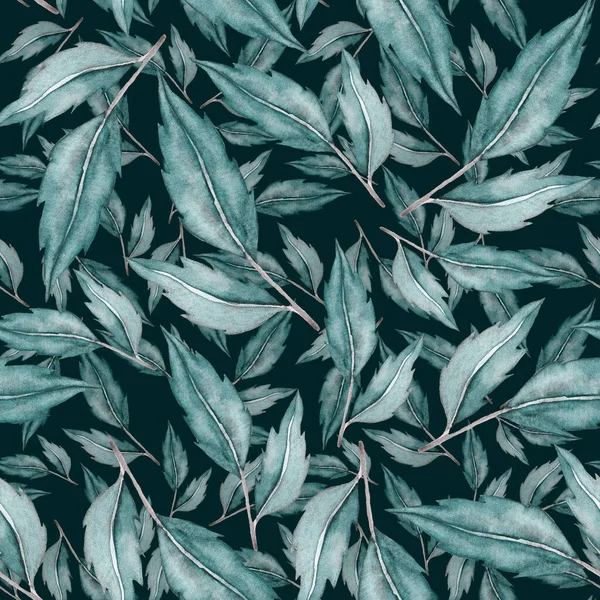 Watercolor Seamless Pattern Vintage Leaves Beautiful Botanical Print Colorful Foliage — Stock Photo, Image