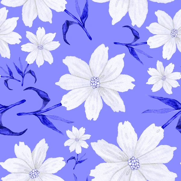 Aquarell Nahtloses Muster Mit Blumen Vintage Blumenmuster Blume Nahtlose Muster — Stockfoto