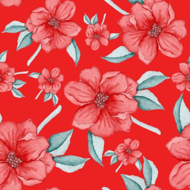 Çiçeklerle suluboya kusursuz desen. Klasik çiçek desenleri. Çiçeksiz desen. Botanik sanatı. Çiçek botanik koleksiyonu. Çiçek seti. Suluboya botanik tasarımı.