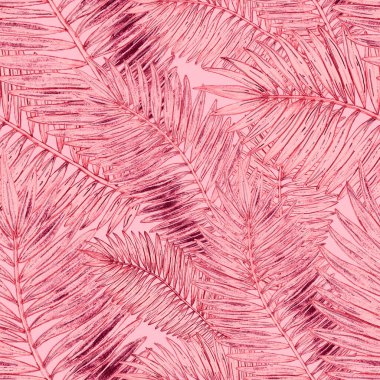 Tropikal yapraklarla suluboya kusursuz desen. Elle çizilmiş egzotik bitkilerle çok güzel bir iz. Mayo botanik tasarımı.