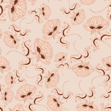 Çiçekli ve yapraklı suluboya desenler etnik tarzda. Çiçek süsleme. Geleneksel şal deseni. Tekstil tasarım dokusu. Kabilesel etnik klasik dikişsiz model..