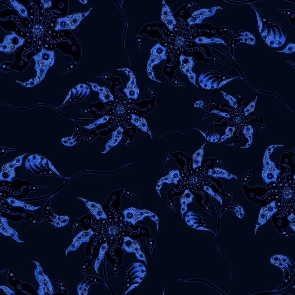 Aquarel Naadloos Patroon Met Bloemen Bladeren Etnische Stijl Bloemenversiering Traditioneel — Stockfoto