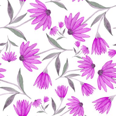 Çiçeklerle suluboya kusursuz desen. Klasik çiçek desenleri. Çiçeksiz desen. Botanik sanatı. Çiçek botanik koleksiyonu. Çiçek seti. Suluboya botanik tasarımı.