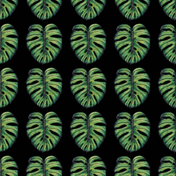 Aquarel Naadloos Patroon Met Tropische Bladeren Mooie Allover Print Met — Stockfoto