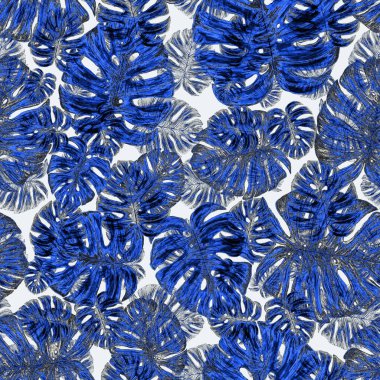 Tropikal yapraklarla suluboya kusursuz desen. Elle çizilmiş egzotik bitkilerle çok güzel bir iz. Mayo botanik tasarımı.