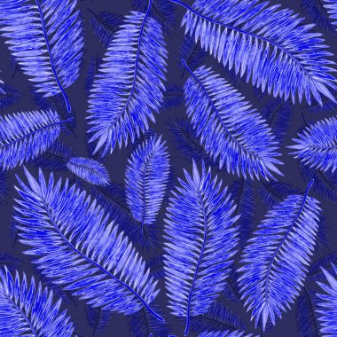 Tropikal yapraklarla suluboya kusursuz desen. Elle çizilmiş egzotik bitkilerle çok güzel bir iz. Mayo botanik tasarımı.